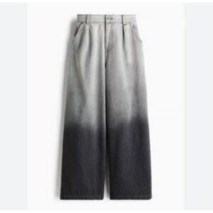 H&M Gradient Wide-Leg Ombre Gray/Black Cotton Denim Pants Size 4